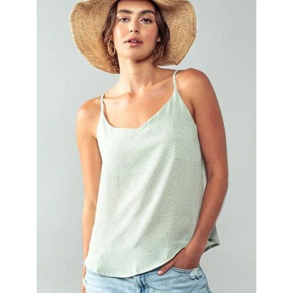 Mine Blouse Women's Small Green White Polka Dots Classiccore Normcore Feminine
